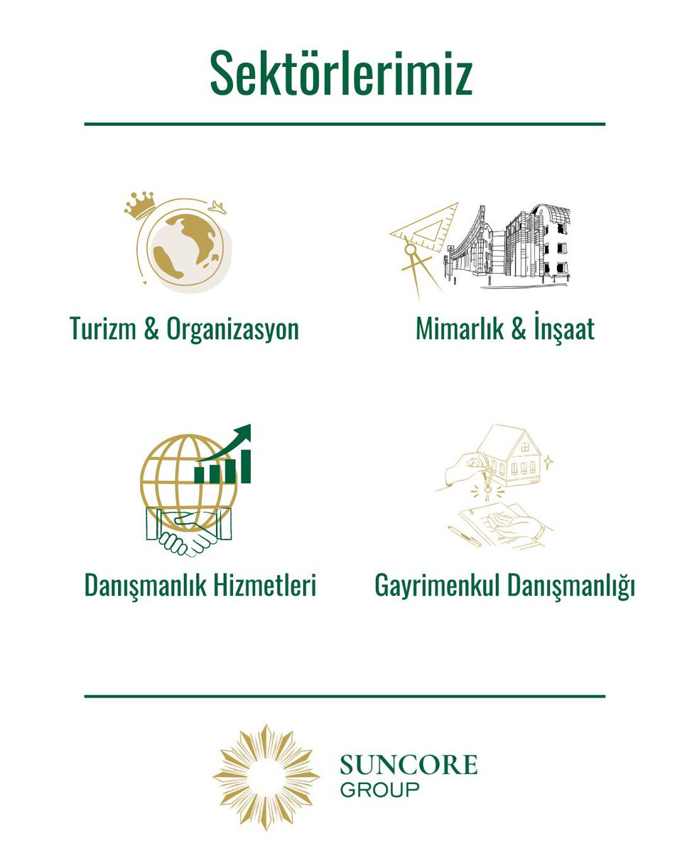 SuncoreGroup's tweet photo. Geleceği Şekillendiren Çözümler.
Danışmanlıktan mimariye, turizmden gayrimenkule uzanan geniş bir yelpazede; bilgi, vizyon ve güvenle değer üretiyoruz.
#suncoregroup #suncoretravel https://t.co/xdy3443PST