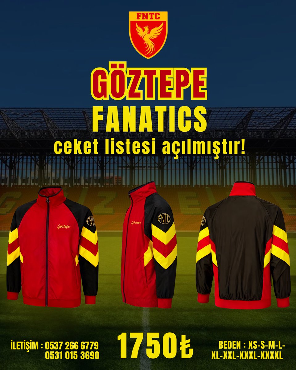 Göztepe Fanatics Ceket Listesi Açılmıştır !

İletişim:

0537 266 6779
0531 015 3690

Fiyat:1750 ₺

*Listemiz 16 Kasım Pazar gününe kadar açıktır.
*Çocuk bedenleri için yaş belirterek iletişime geçebilirsiniz.