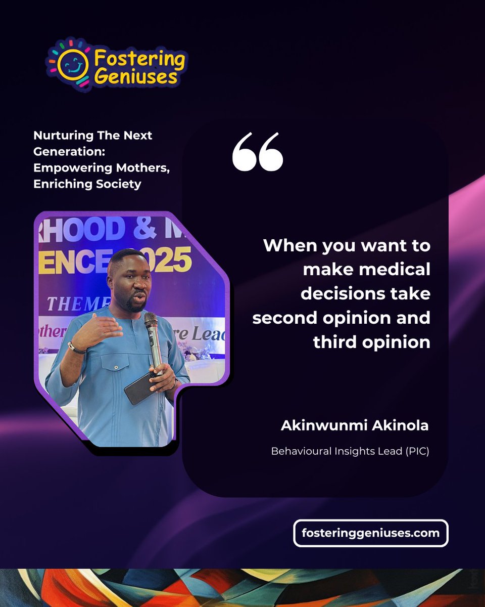 Foster_Geniuses's tweet photo. "Effective Motherhood requires Economic empowerment. We must make plans to empower mothers"

Akinwumi Akinola

#mmc2025 #motherhoodandme #motherhood https://t.co/Nyaqnr7JFv