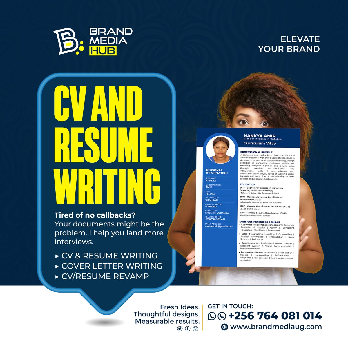 BrandMediaHub's tweet photo. Tired of no callbacks?" 😥

We've all been there. You know you're perfect for the role, but your CV isn't telling the right story. Your potential is being overlooked.

My service is for dedicated professionals like you-especially in customer care, sales, and marketing. https://t.co/L6foRS9285