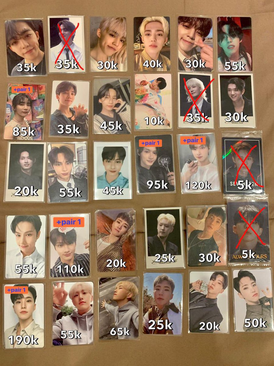 [UPDATE‼️]

want to sell aab seventeen scoups jeonghan joshua jun hoshi wonwoo woozi the8 mingyu dk seungkwan vernon dino

❌ adm 15% + Fee 1,250 + fee pckng 
❌ HNR
❌ Sensitive Buyer
✅ Keep Event
✅ Full/Split Pay
✅ VidCon (up 25K)
✅ Minimal take 3pc
*Pair Min 10k