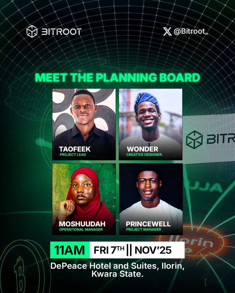 LFarouq88887's tweet image. Just attended the #Bitroot Conference Ilorin  🌍
Grateful for the exposure, insights &amp;amp; connections 🔥
One thing’s clear, Success is a game of Obsession, and your Exposure defines your level of it.

Stay obsessed.  Keep building. 💪🏽
#Web3ToAfrica #BitrootConference #PhantomOpined