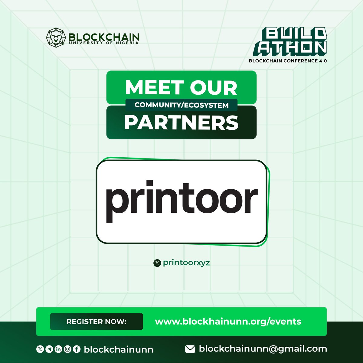 printoorxyz's tweet photo. Excited to partner with @BlockchainUNN as a Community/Ecosystem Partner for Buildathon Blockchain Conference 4.0, happening TODAY in Enugu! 🚀
Proud to support Nigeria's top blockchain event, empowering and shaping the future of Web3.
#Buildathon #BlockchainUNN #PrintoorXYZ https://t.co/wRkSdbM4JV