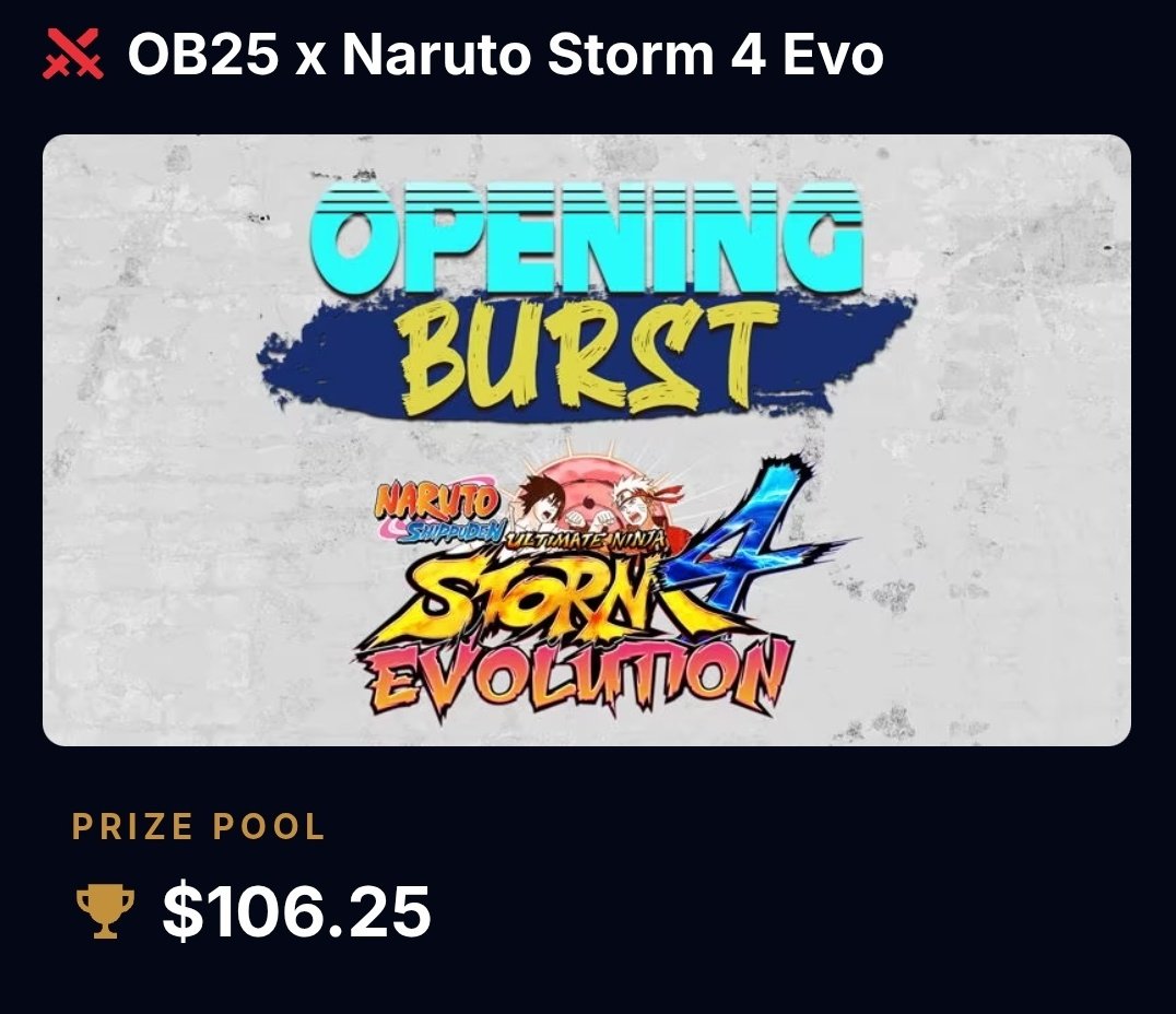 Fujithora's tweet image. I SUPPORTED OB25 x Naruto Storm 4 Evo with $100! Join for FREE and compete for the prize!
@UNSEvolution @Globku