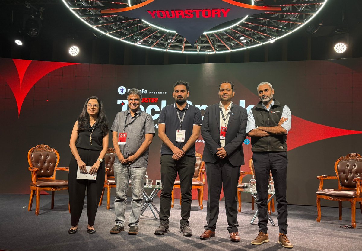LightspeedIndia's tweet image. 𝗪𝗵𝗮𝘁 𝗱𝗼𝗲𝘀 𝗶𝘁 𝘁𝗮𝗸𝗲 𝗳𝗼𝗿 𝗜𝗻𝗱𝗶𝗮 𝘁𝗼 𝗹𝗲𝗮𝗱 𝘁𝗵𝗲 𝗔𝗜 𝘀𝘁𝗮𝗴𝗲?

That was the core question during the “Aatmanirbhar AI” panel at the 16th Edition of YourStory TechSparks. 

At #Techsparks2025, @MohapatraHemant joined Madhur Makkar (@rtpvc), Nakul Kundra…