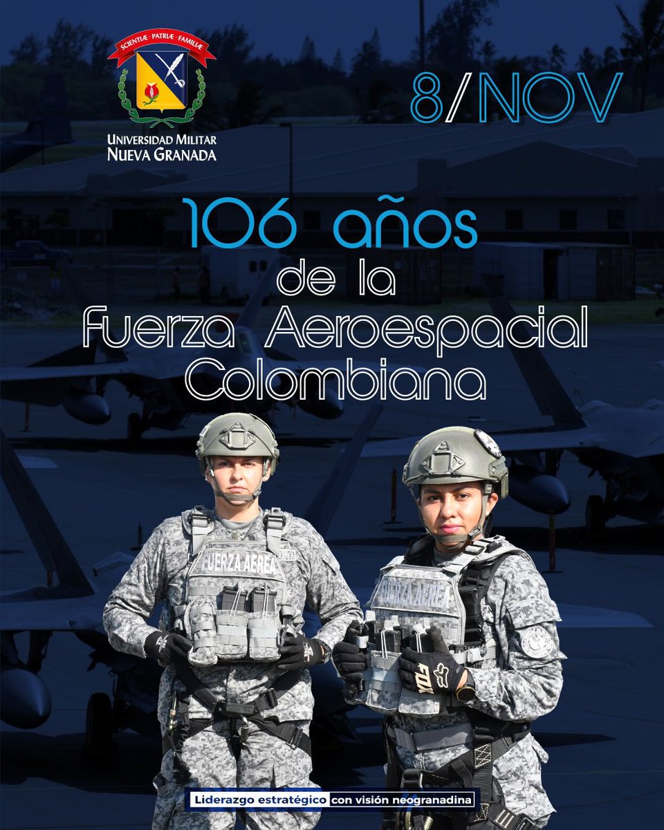 La Universidad Militar Nueva Granada rinde homenaje a la Fuerza Aeroespacial Colombiana en sus 106 años de historia, destacando su compromiso con la defensa, la innovación y el desarrollo científico y tecnológico del país.
En