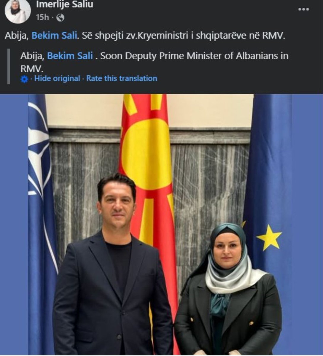 Пратеничката од редовите на добрите албанци од ВРЕДИ, Имерлије Салиу: Наскоро Беким Сали премиер на Албанците во Македонија.
Максо Коректорот на Власта по 100 пате изјави: Ако уште еднаш направат така ќе излеземе од Власта 🤡
ВМРО: Ни виделе ни слушнале. Штама.