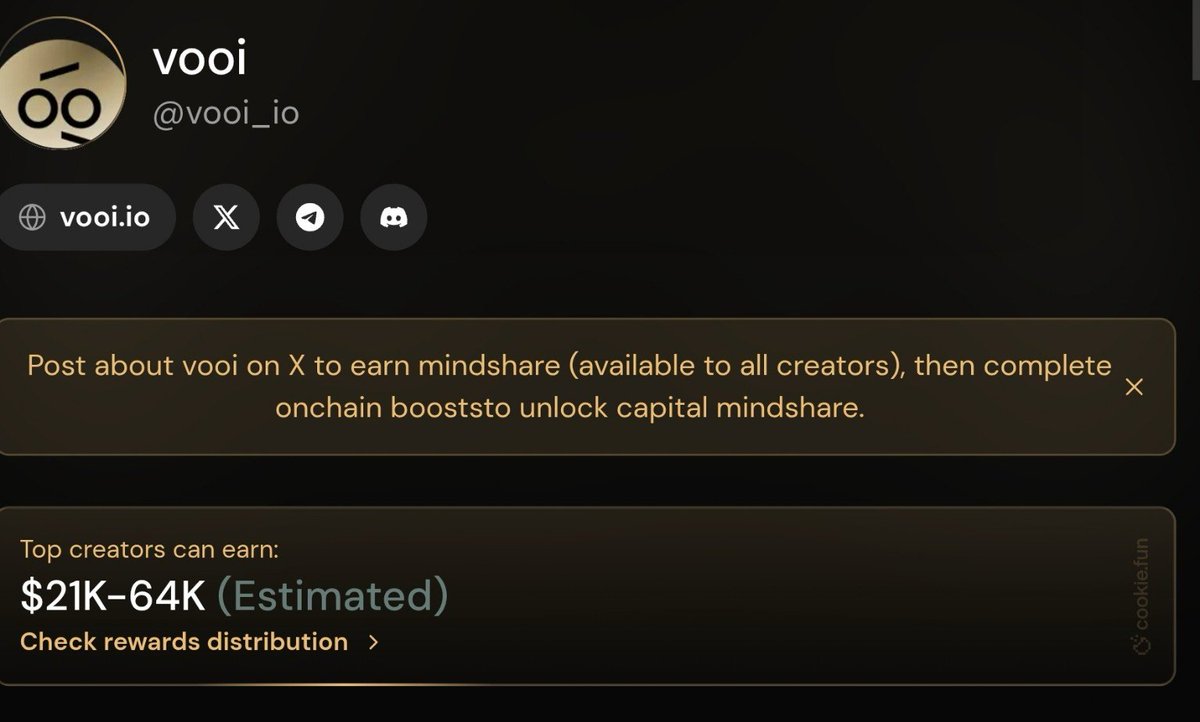 The @Vooi_io campaign feels criminally underrated right now.

Most people don’t realize how simple and rewarding it actually is:

→ Share real takes about Vooi to earn mindshare (open to all creators)
→ Do a few onchain boosts to unlock capital rewards
→ Top contributors are