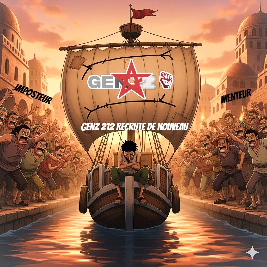OTsyndrom's tweet image. 🚨 #GenZ212 ou les fake straw hats de Sabaody.

Ils se croyaient être les Mugiwara qui allaient tout renverser sur leur passage.
Ils ont fini comme les Fake Straw Hats de l’arc Sabaody: imposteurs pathétiques, copie ratée d’un idéal qu’ils n’ont jamais compris ni véhiculé.
