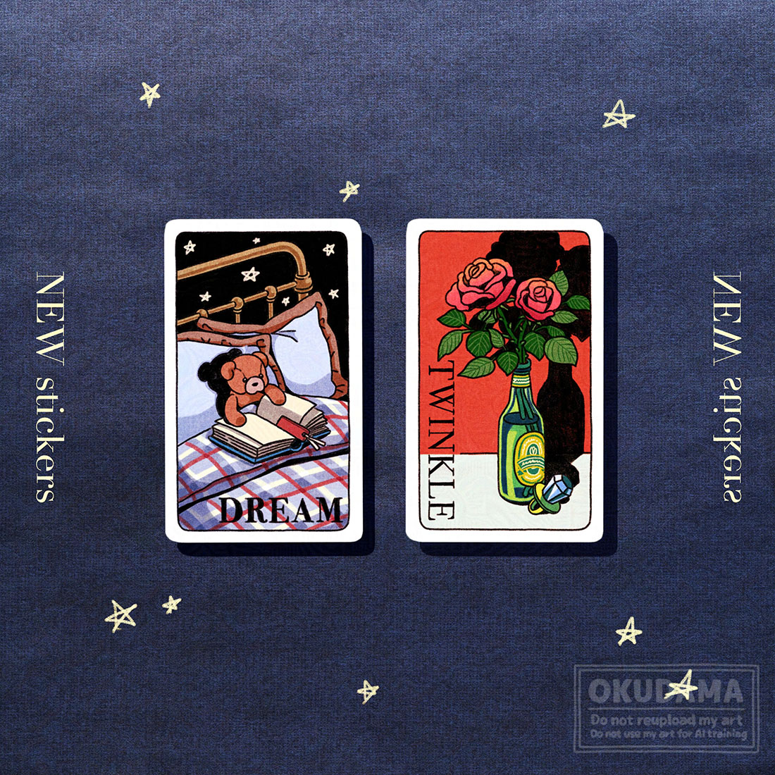 o_ku_da_ma's tweet image. ✦NEW goods✦
スマホカバーに挟みやすい名刺サイズのステッカーを5種類作りました✌️🍎 ぜひ来てね😌
#デザフェス62