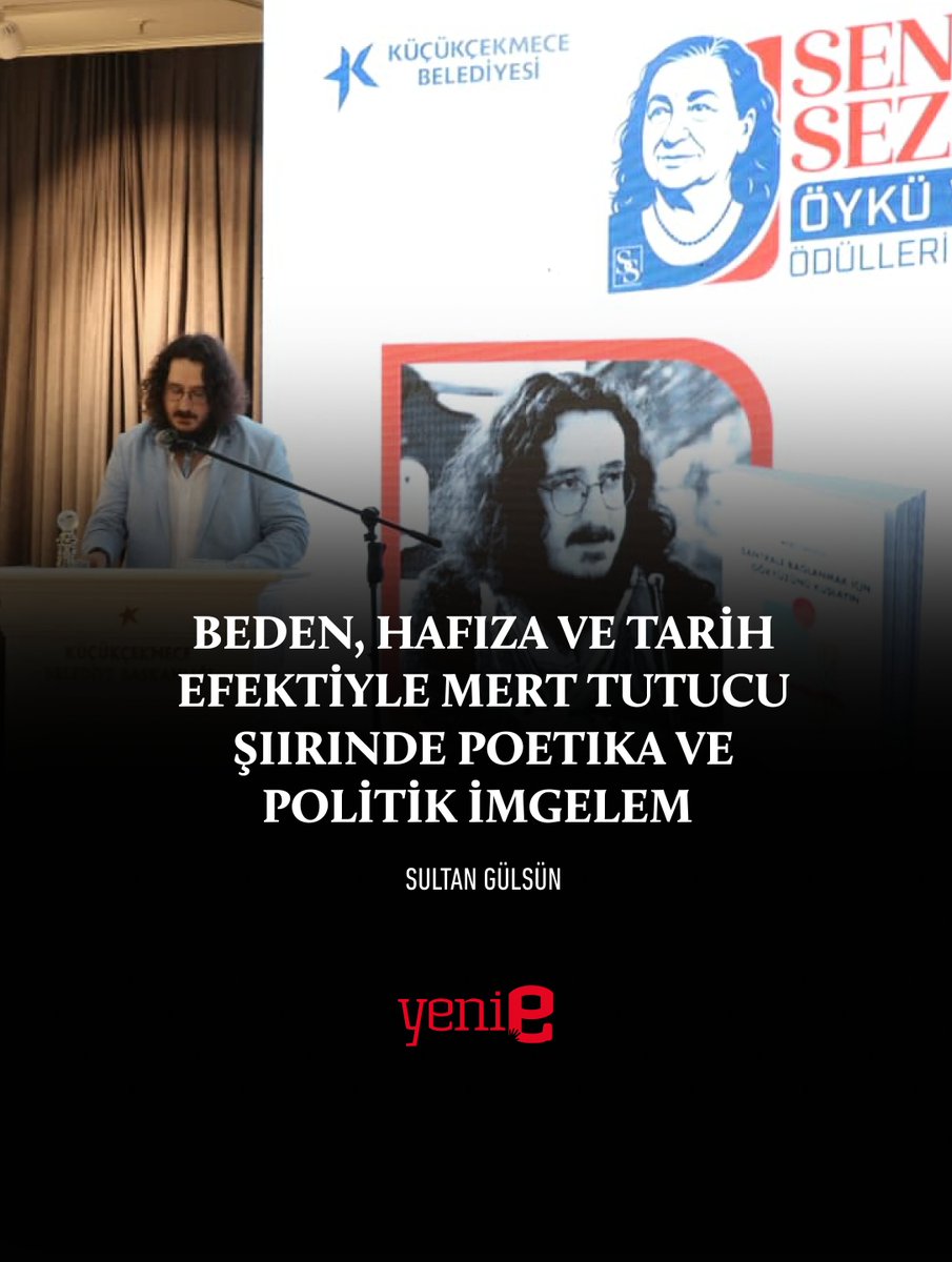 yeniedergisi's tweet photo. Sultan Gülsün, "Beden, Hafıza ve Tarih Efekti ile Mert Tutucu Şiirinde Poetika ve Politik İmgelem" başlıklı yazısıyla Yeni e'nin 88. sayısında.

"1994’te İstanbul’da doğan şair Mert Tutucu, Boğaziçi Üniversitesi Türk Dili ve Edebiyatı bölümünde doktora çalışmalarını sürdürmektedir. Genç yaşta şiirle tanışan Tutucu, 2015’te Turgut Uyar Şiir Ödülleri’nde 'Ömrüm Bir Karadutun Kar Görme Heyecanıyla Geçti' başlıklı dosyasıyla birincilik kazanmış, aynı yıl ilk kitabını yayımlamıştır. 2025’te ise 'Santrale Bağlanmak İçin Gökyüzünü Kuşlayın' dosyasıyla Sennur Sezer Emek-Direniş Şiir Ödülü’ne değer görülmüştür.

Santral… Kontrolün soğuk yüzü, enerjiyi dağıtan ama aynı zamanda özgürlüğü sınırlandıran bir yapı. İnsanın yaşam için ona mecbur kalması, sistemin içine bağlanması gibi geliyor. Karşısında ise özgürlüğün ve şiirin alanı olan gökyüzü var. Edip Cansever der ya 'gökyüzü gibi bir şey bu çocukluk, hiçbir yere gitmiyor'. Gitmiyor, elbet. Çünkü gökyüzü, çocuklukla birlikte insanın içindeki özgürlük arzusunu da taşıyor. Kitabın ismi ile sizin de yadınıza Uçurtmayı Vurmasınlar filmi düşmüyor mu? Gökyüzünü kuşlamak, hapishane avlusundan göğe uçurtma göndermeye çalışan çocuğun özgürlük isteğini andırıyor. Bu durum aynı zamanda 1980 sonrası Türkiye’nin ruhunu özetleyen tarihsel metaforu da kuruyor."