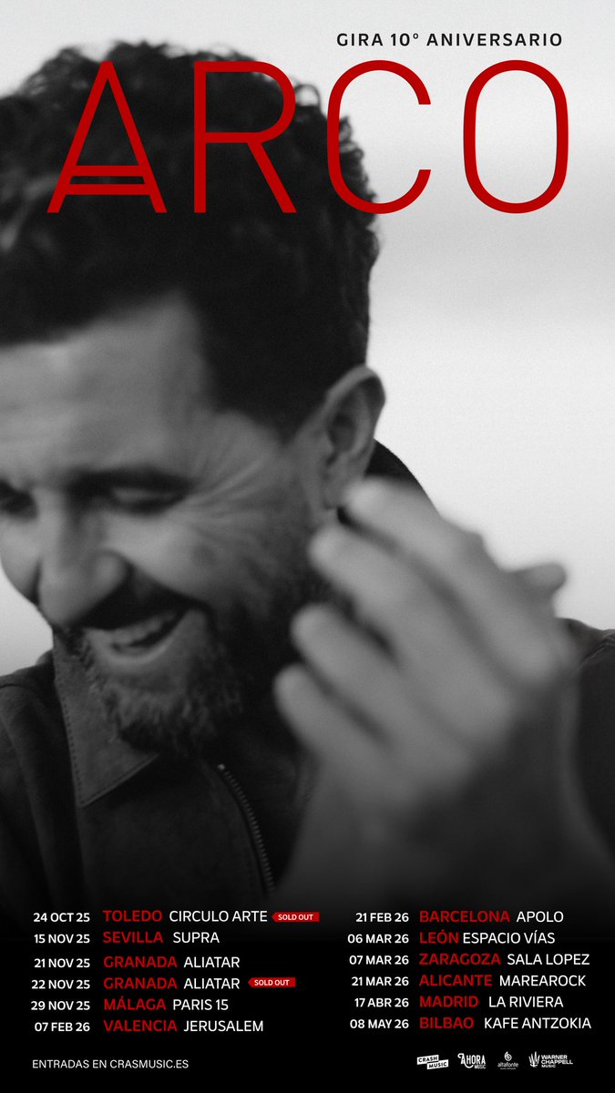 Entradas agotadas para el sábado, #GRANADA 🤍 Últimas para el viernes… Gracias de corazón por vuestro cariño, bonito par de noches nos esperan…