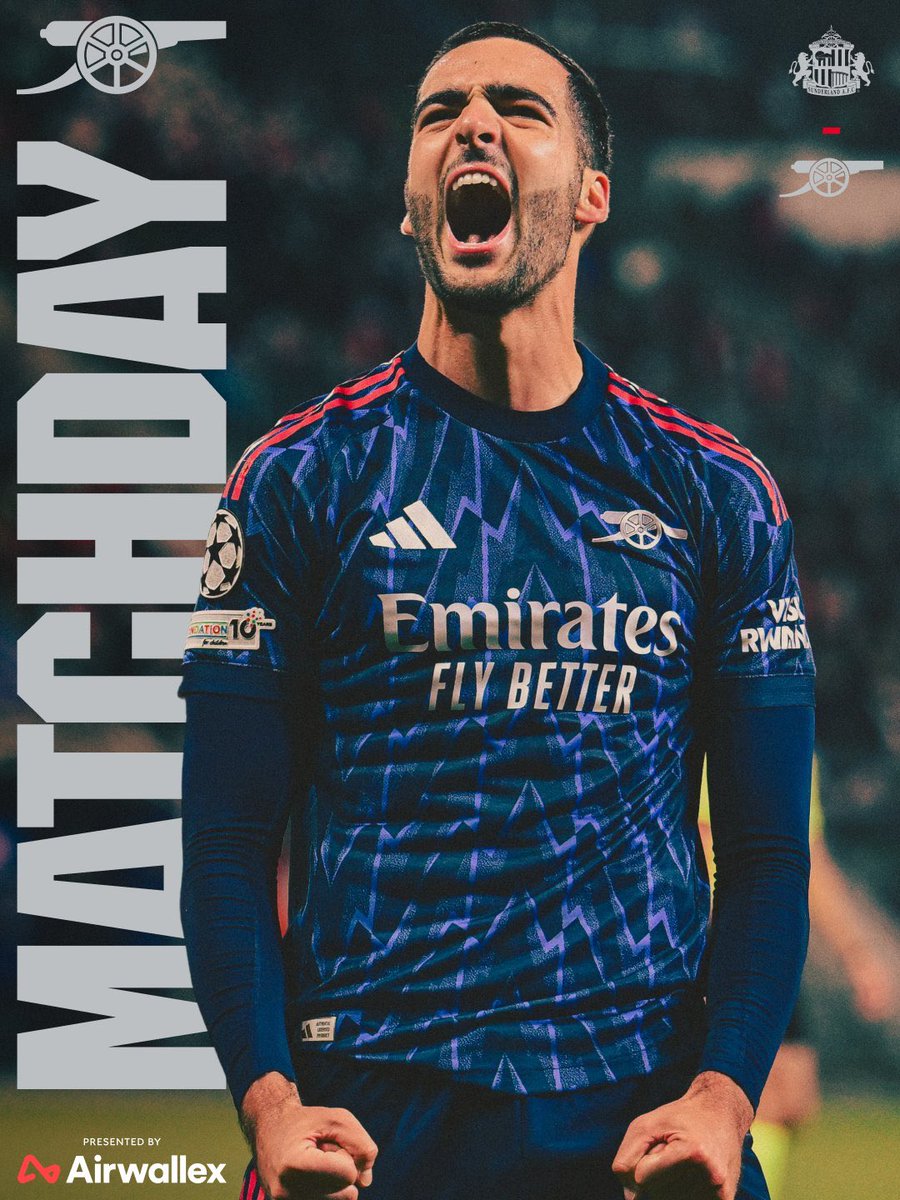 🔵MATCHDAY🔘 💥サンダーランド🆚アーセナル 🏆プレミアリーグ第11節 🕒11/9 2:30キックオフ 🏟️スタジアム・オブ・ライト  🎥U-NEXT 🧑‍⚖️クレイグ・ポーソン 📺ジェームズ・ベル #SUNARS #COYG