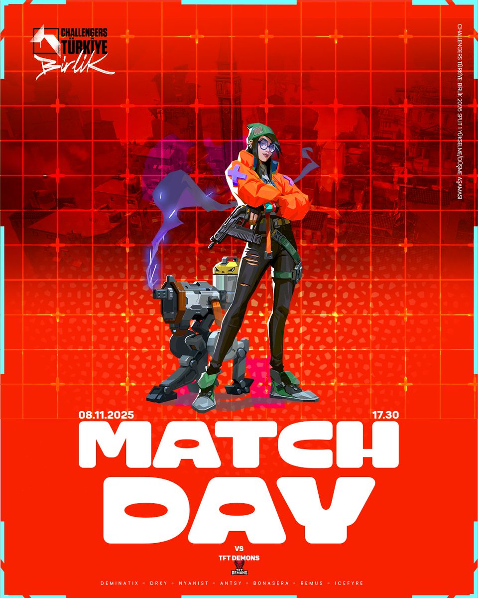 📝VCL TR Birlik Yükselme Turnuvası Kazananlar Finali
🆚<a href="/tftdemonsorg/">TFT DEMONS MIX</a>
🕠17:30 TSİ
📺twitch.tv/valorant_tur