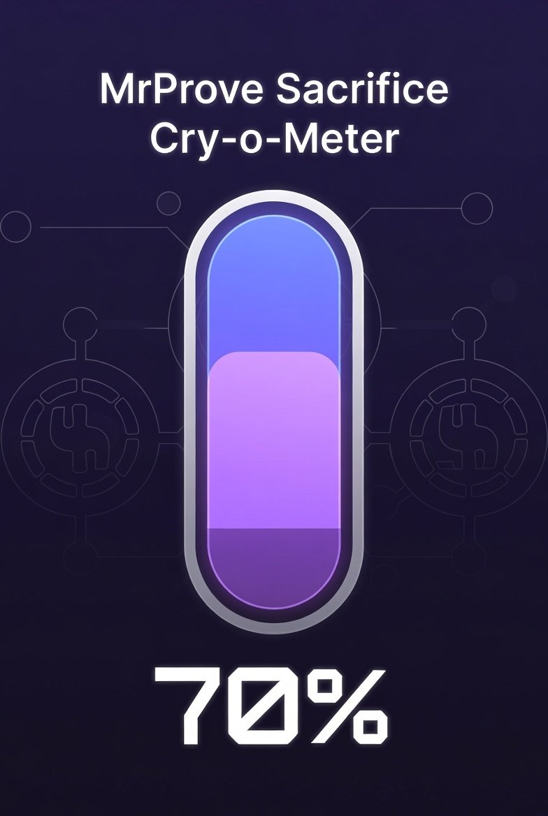 Here we go! 
I'm gonna be measuring the level of Cryfagging about the MrProve sacrifice. Let's see how close we get to 100%. Maybe this helps your decision making to participate or not when <a href="/RichardHeartWin/">Richard Heart</a> announces the details. 

PulseChain 🚀