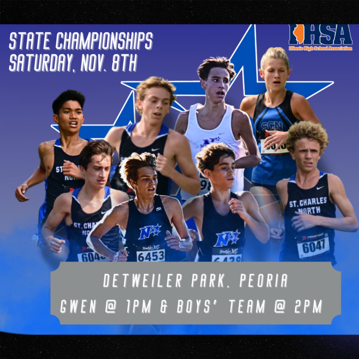 Our XC Stars are at STATE today! Best of luck to Gwen and our Boys team! 

#RunStars🤩