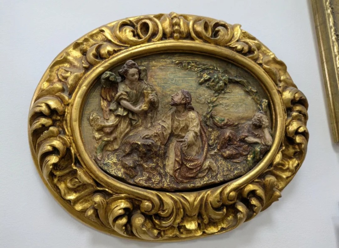 JorgePizarraya's tweet image. En venta relieve de la Oración del huerto de cristo realizado en terracota cocida y policromado con óleo y estofado.

Tamaño 48cm x 45cm.

Interesados podéis escribidme al mensaje directo.