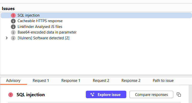 awais0x1's tweet image. I love this kind of Burp message that sweet SQL error.
Tip: Build your own Burp Suite scanner to catch these automatically.
credit to @HaroonHameed40 
@intigriti @PortSwigger  #InfoSec #SQLi