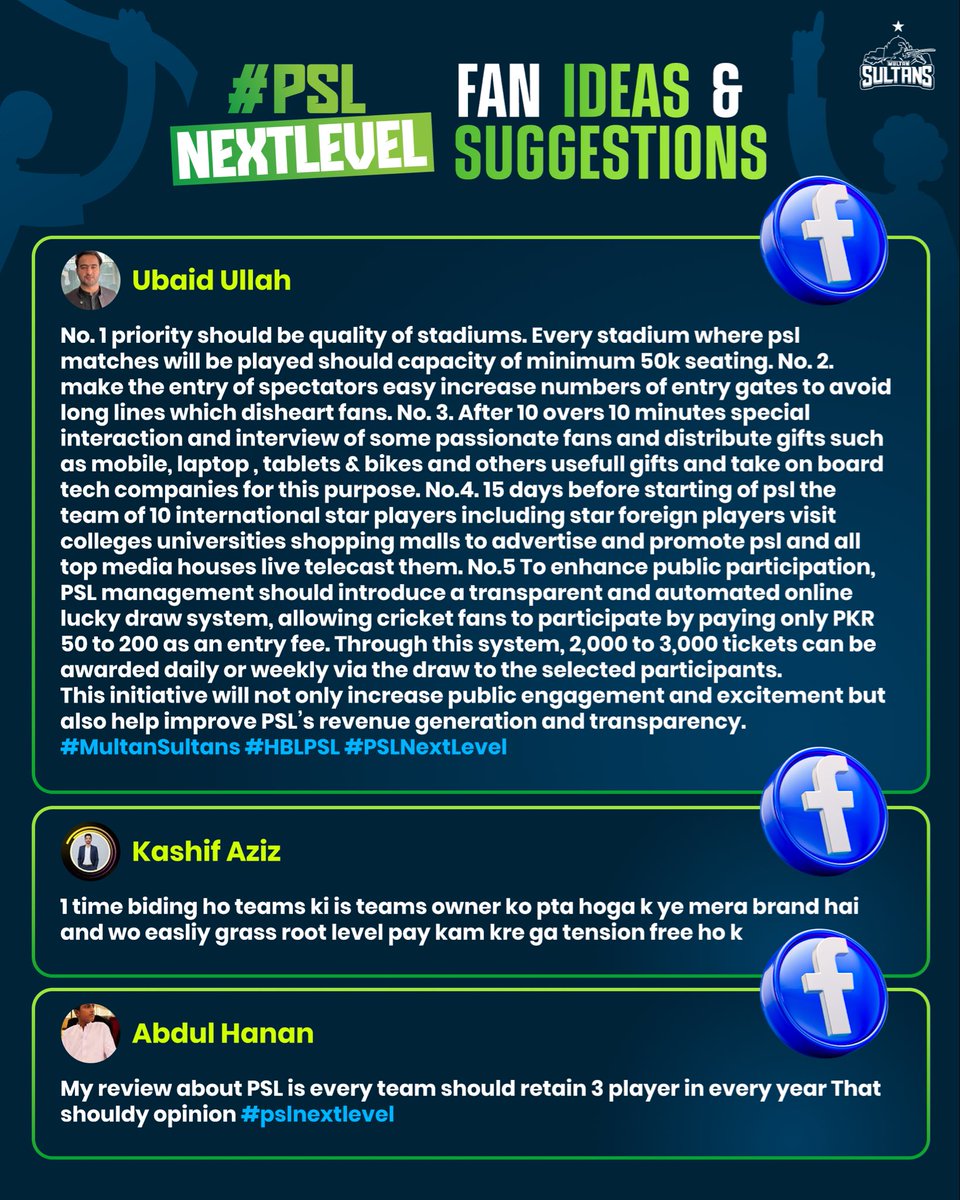 MultanSultans's tweet photo. Absolutely loving the energy! Keep โem coming! ๐คฉ
Share your ideas and suggestions using the hashtag #PSLNextLevel so we can feature you next. https://t.co/7Uely2MWs7