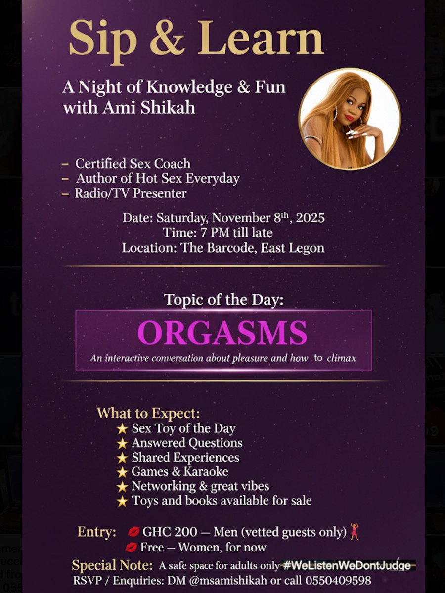 msamishikah's tweet image. Cheers to a fun weekend! 🥂💃🏾
#SipAndLearn is happening tonight! Come and vibe, chat, learn something to enrich your sex life and play fun games. 

DM to RSVP. Don’t be late. See you tonight! ❤️