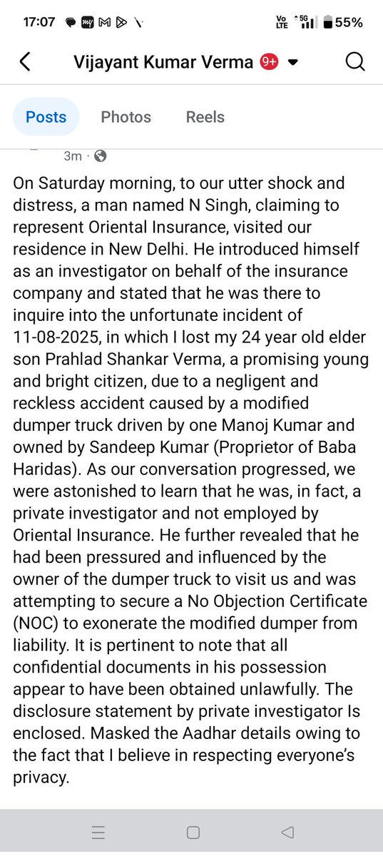 vijayantkv71's tweet photo. I request all Citizens of India to please take a moment to view the FB Link of the post shared by me on my FB. 
@orientalins @cmohry @PMOIndia @PIBHomeAffairs @gurgaonpolice
https://t.co/BE3rTZpIsC https://t.co/w24riLoPgO