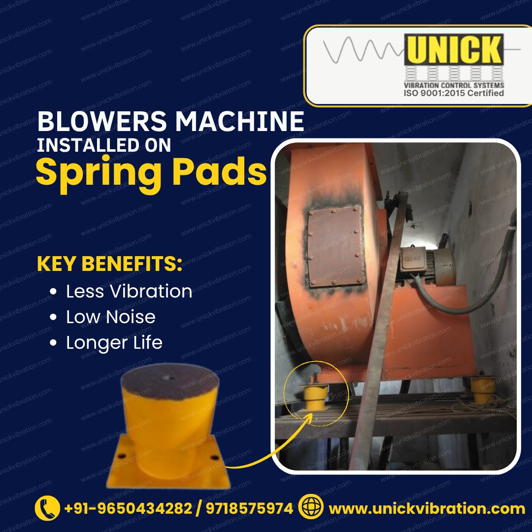 UnickVibration's tweet image. 💨Your Blower Machines deserve a solid foundation — and Unick Spring Pads deliver just that!
:
🔹 Less Vibration
🔹 Low Noise Operation
🔹 Longer Machine Life
:
:
📞 Call Now: +91-9650434282 / 9718575974
🌐 unickvibration.com/product/spring…
:
#UnickVibration #SpringPads #VibrationControl