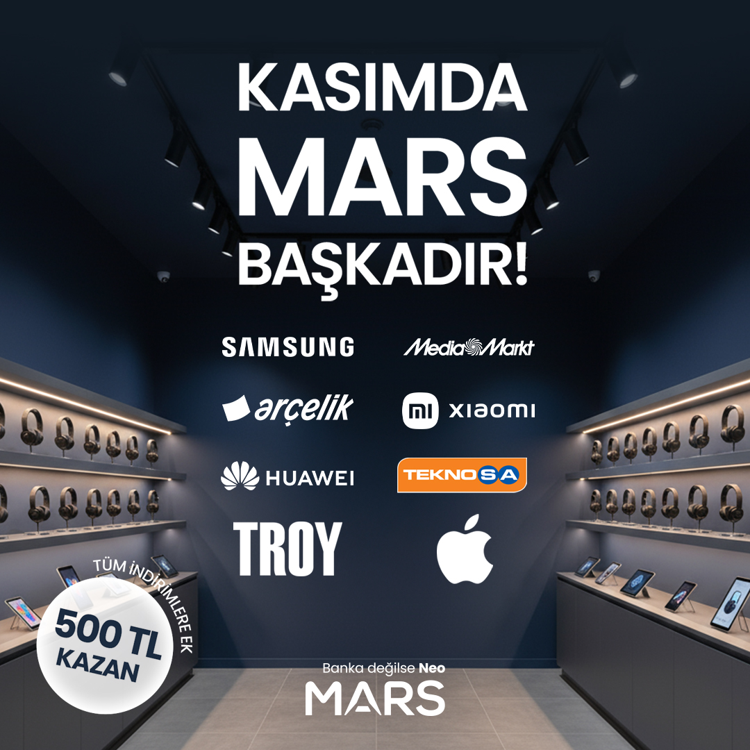 MARSla teknoloji harcamalarında Black Friday fırsatlarına ek 500TL değerinde MARS Miles seni bekliyor. 🎉

İşte markalar: Samsung, Media Markt, Arçelik, Xiaomi, Huawei, Apple, Troy
🪙 Kampanyadan yararlanmak için Titanium Metal veya Platinum üyeliğe sahip olmalı ve