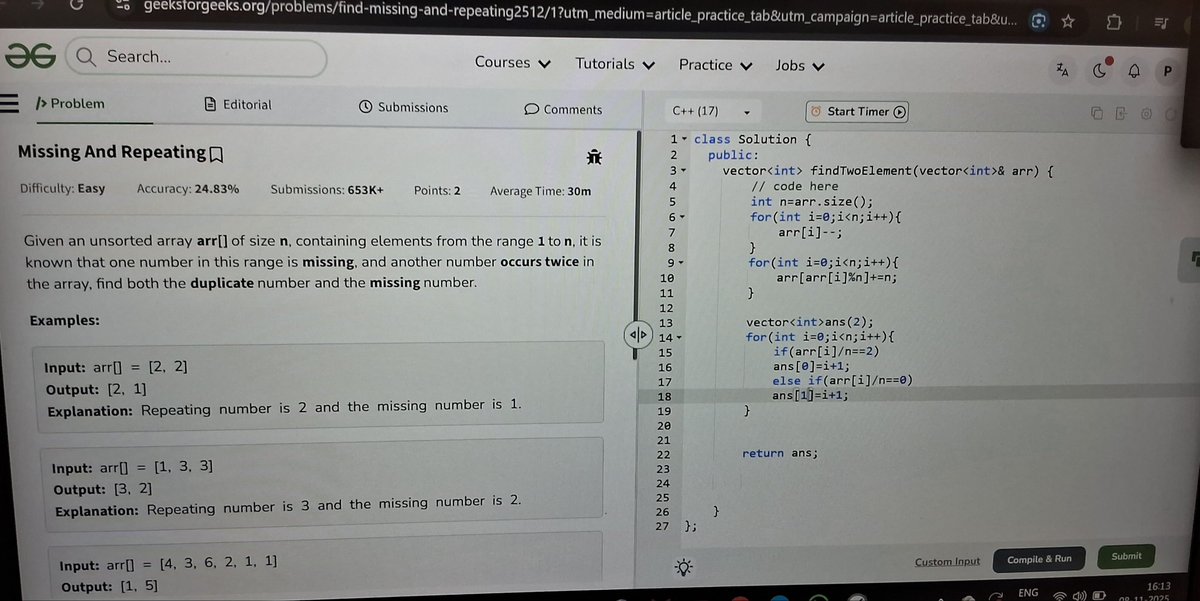 preeti_kus2007's tweet image. #Day42/180 of my DSA journey. Today I learned and practiced key array and binarysearch concepts 
•Binary search in a 2DArray.
•Search  in a sorted 2Darray.
•Find missing  and repeating  element
•Find majority  element 
#CoderArmy #DSA