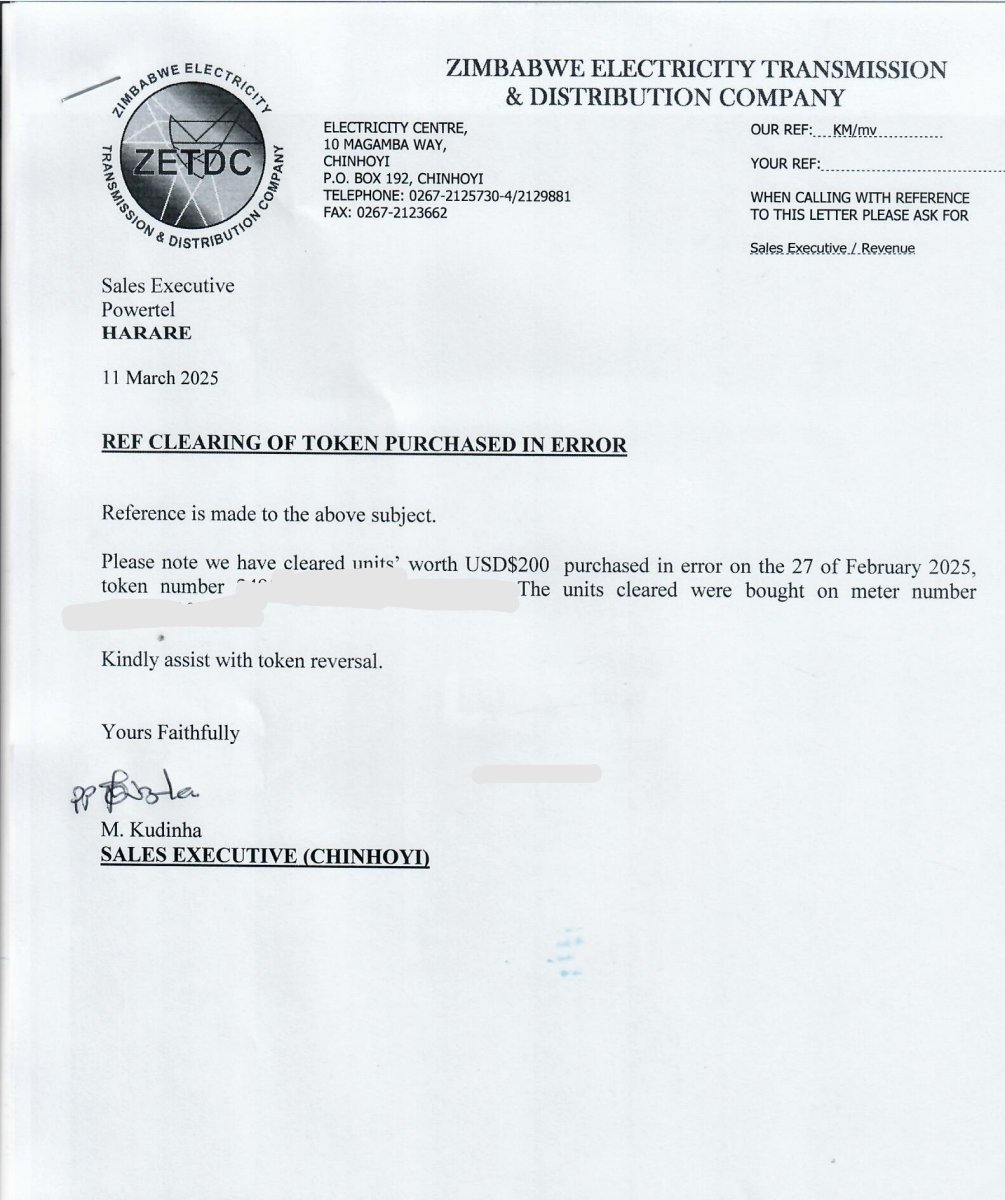 mskybeee's tweet photo. @ZetdcOfficial How do you justify sending this letter to @PowerTelZW &amp; the client in October as a way of initiating the reversal process? Ko munodii kungovharisa zvamareversals zvacho than make clients pay $25 as  fine  mozodai @official_MOEPD @NewsDayZimbabwe  @NewsHawksLive https://t.co/XLjZ7alNGS