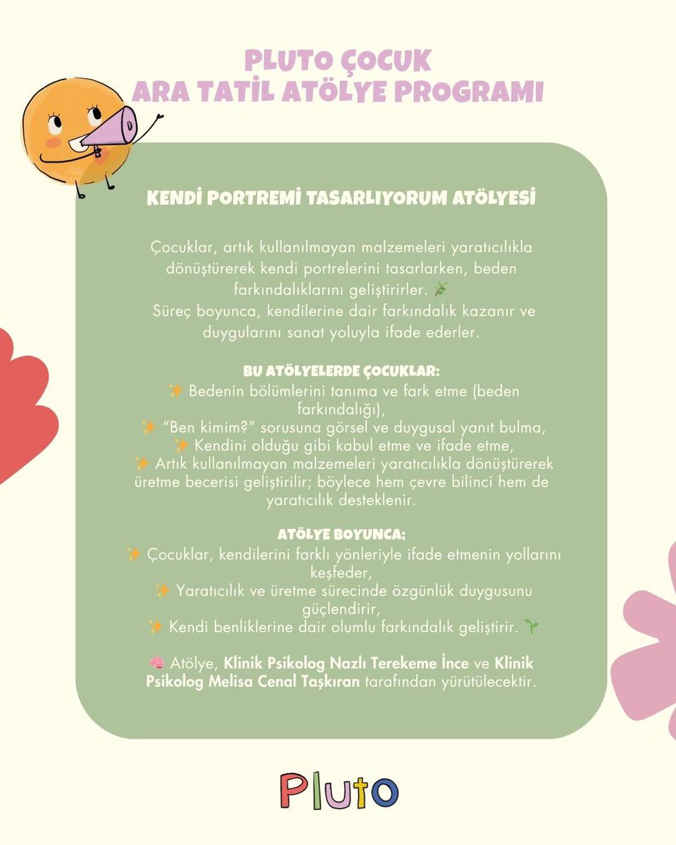 aniiltaskiran's tweet image. Psikolog x (Eşim ve Arkadaşı) çocuklar için ara tatilde atölye düzenliyor. İlgilenen olursa diye dm’i açıyorum 🥹