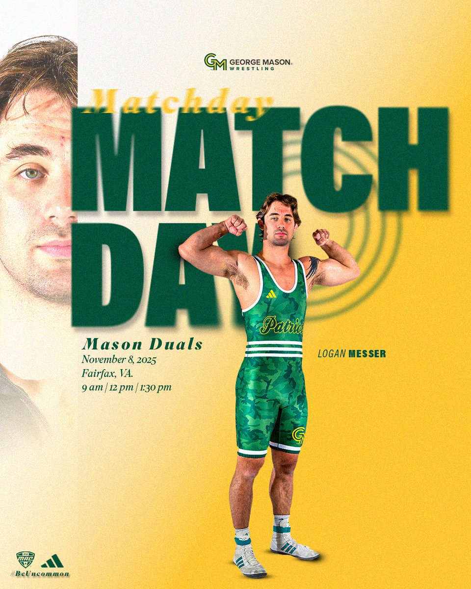 Get ready for a full day on the mat! 
5⃣ Teams
8⃣ Matches
2⃣ Mats 
<a href="/GoBUHuskies/">Bloomsburg Huskies</a>
<a href="/CitadelWrestle/">The Citadel Wrestling</a>
<a href="/GoCamelsWrestle/">Campbell Wrestling</a>
<a href="/EphSports/">Williams College Ephs</a> 
Watch: gomason.com/watch/?Live=74…
#MasonDuals #BeUncommon
