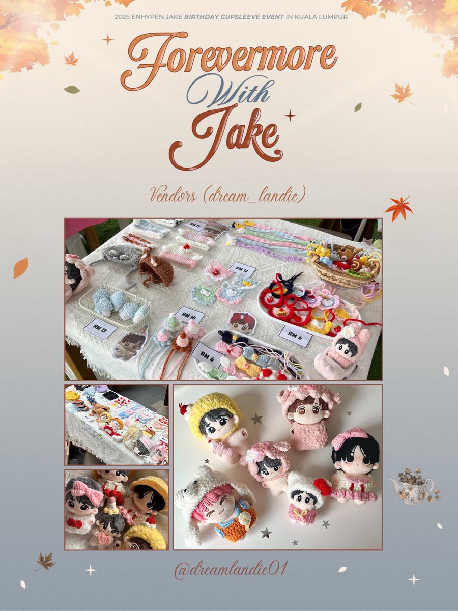 ˚⋆˙𝓕𝓸𝓻𝓮𝓿𝓮𝓻𝓶𝓸𝓻𝓮 𝓦𝓲𝓽𝓱 𝓙𝓪𝓴𝓮˙⋆˚

Vendors List ᯓ★

Please welcome our vendors for Forevermore With Jake ૮ ․ ․ ྀིა 

🍁 <a href="/merriesstudio/">ᴍᴇʀʀɪᴇꜱ ꜱᴛᴜᴅɪᴏ (cms open)</a> 
🍁 <a href="/dreamlandie01/">dream_landie</a> 

Be sure to check out their booth on d-day ˙ᵕ˙.ᐟ.ᐟ

#4evermore_Jake

· · ─ ·𖥸· ─ · ·