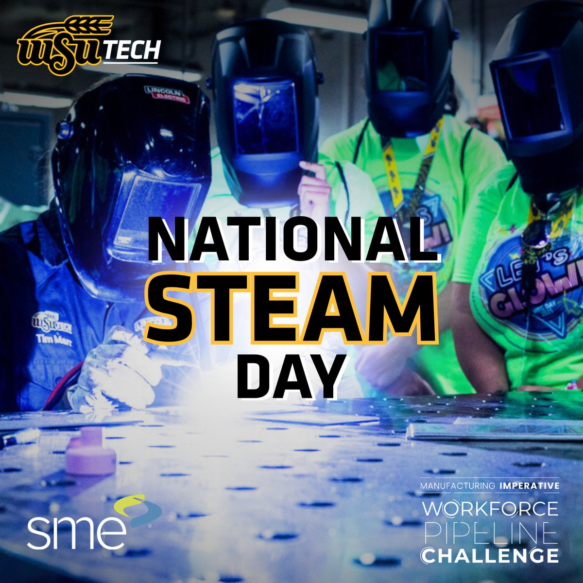 Happy National STEAM Day! 🚀

At WSU Tech, hands-on learning sparks curiosity that leads to careers in automation, robotics, design &amp; digital manufacturing.

Proud to partner with SME on the MI-WPC to close the skills gap &amp; inspire the next generation.

#NationalSTEAMDay