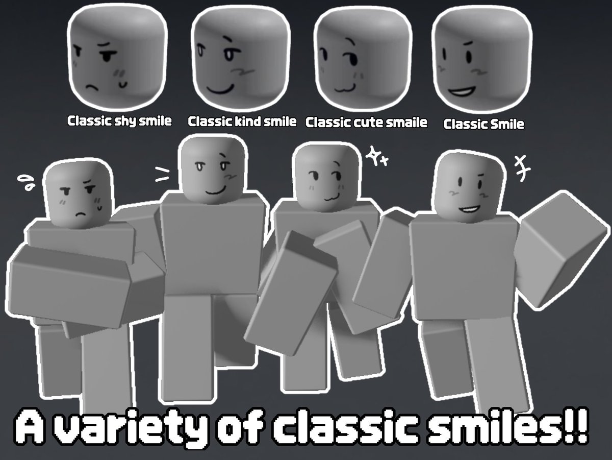 LAST_ROBLOX_'s tweet image. 제가 만든 페이스 모아서 이런거 만들어보고 싶었어요!! 제 클래식 미소들 봐주세요 ㅎㅎ
#robloxugc #roblox