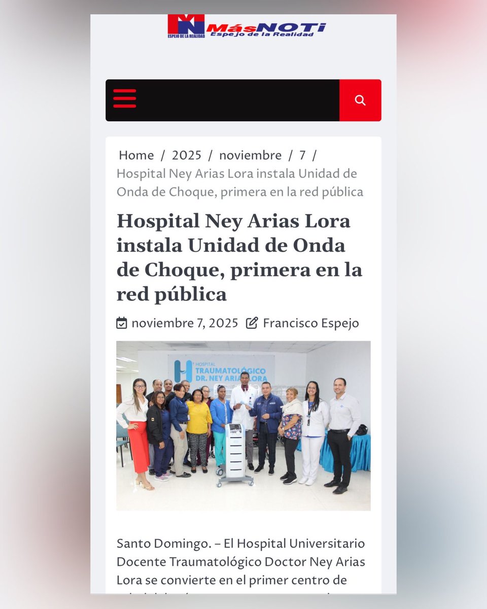 Hospital Ney Arias Lora instala moderna Unidad de Onda de Choque, primera de la red pública.

#TodosSomosNeyAriasLora #Salud #Calidad #UNRETOPORLAVIDA 

<a href="/PresidenciaRD/">Presidencia de la República Dominicana</a> <a href="/luisabinader/">Luis Abinader</a> <a href="/ViceRDo/">Vicepresidencia de la República Dominicana</a> <a href="/RaquelPenaVice/">Raquel Peña</a> <a href="/SNSRDO/">Servicio Nacional de Salud</a> <a href="/drmariolama/">Dr. Mario Lama</a> <a href="/drjuliolandron/">Dr. Julio Landrón</a>
