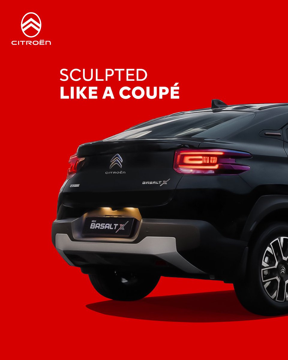CitroenIndia's tweet photo. The Basalt X SUV-Coupé brings together bold SUV muscle and coupé sophistication in perfect harmony.
Book now!
#BasaltX #UnthinkableBasalt #Thrill #NewCitroënBasaltX #ThrillBhiStyleBhi https://t.co/q6JwrvXRbl