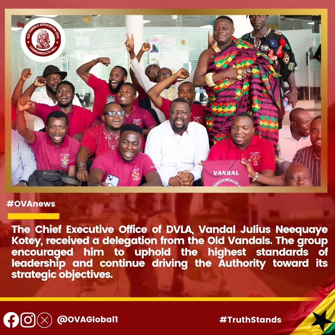 Vandals celebrate Julius Neequaye Kotey's (Vandal Logass)  leading with grit and dedication as CEO of DVLA <a href="/DVLAGhofficial/">DVLAghana</a> His journey embodies the Vandal spirit of excellence and perseverance.

Vandalistic regards!
#OVAnews #TruthStands #DVLA