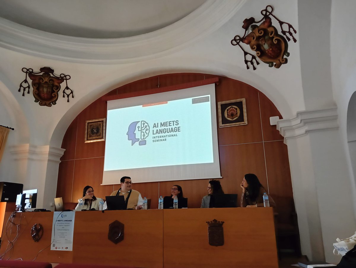 Great finale at the AI meets Language International Seminar — stellar roundtable with <a href="/LuciaJimenezUCO/">Lucía Jiménez</a>, <a href="/antj_tinedo/">Antonio-Jesús Tinedo-Rodríguez</a>, <a href="/AzaharaVeroz/">Azahara Veroz</a>,  and Macarena Palma.