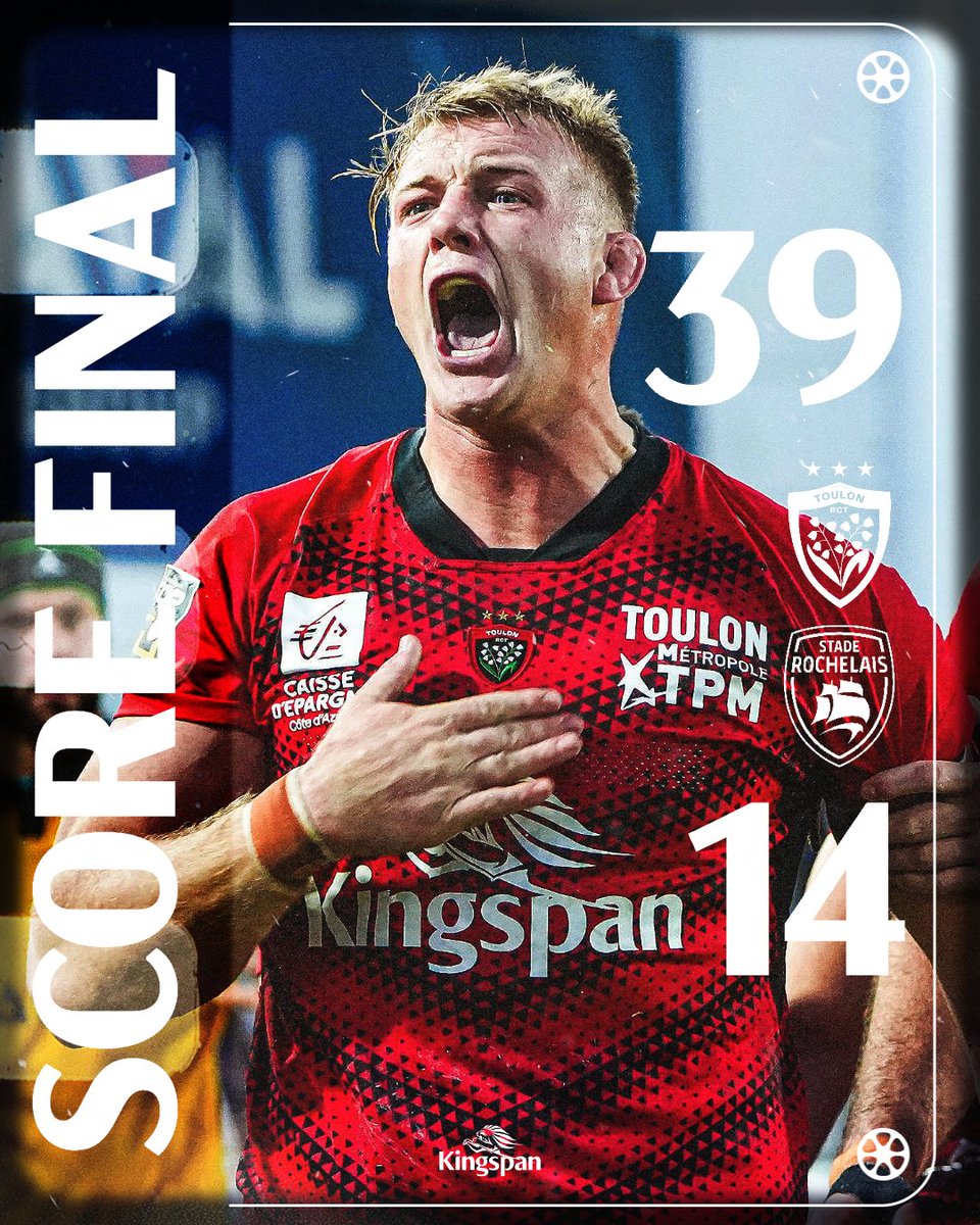 [⏱80'] 39-14

𝗩𝗜𝗜𝗜𝗖𝗖𝗧𝗢𝗢𝗢𝗜𝗜𝗜𝗥𝗥𝗘𝗘𝗘 ✅

Nos Toulonnais terminent ce premier bloc avec une victoire bonifiée face au Stade Rochelais 😍

#ParceQueToulon #RCTSR