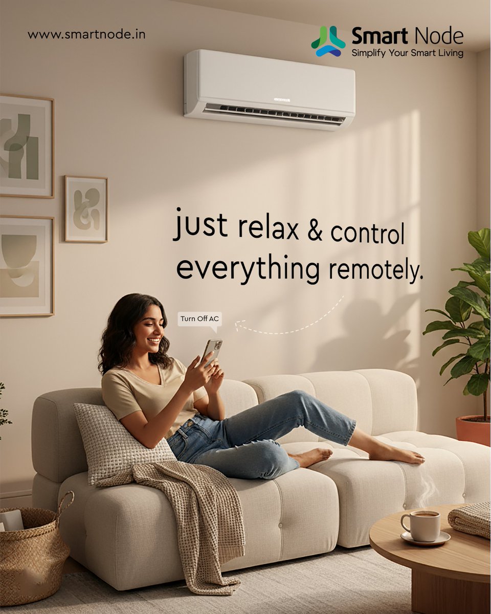 smartnode__in's tweet image. Whether you’re in bed, relaxing on the couch, or too cozy to move - adjust the temperature, change modes, or schedule cooling right from the #SmartNodeApp.

Visit - smartnode.in
Call us - +91 78638 08713

#SmartNode #SmartLivingSpace #WireLessAutomation #LuxuryLiving
