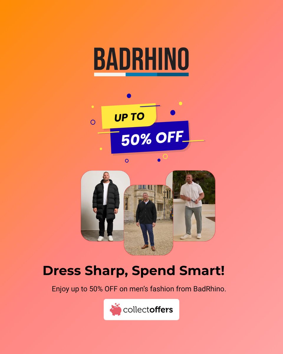 collectoffers__'s tweet image. Step up your style game! 

Enjoy up to 50% OFF on men’s fashion from BadRhino. From smart shirts to casual tees and trendy accessories.

Shop the Offer: collectoffers.com/uk/badrhino.co…

#BadRhino #MensFashion #StyleUpgrade #FashionSale