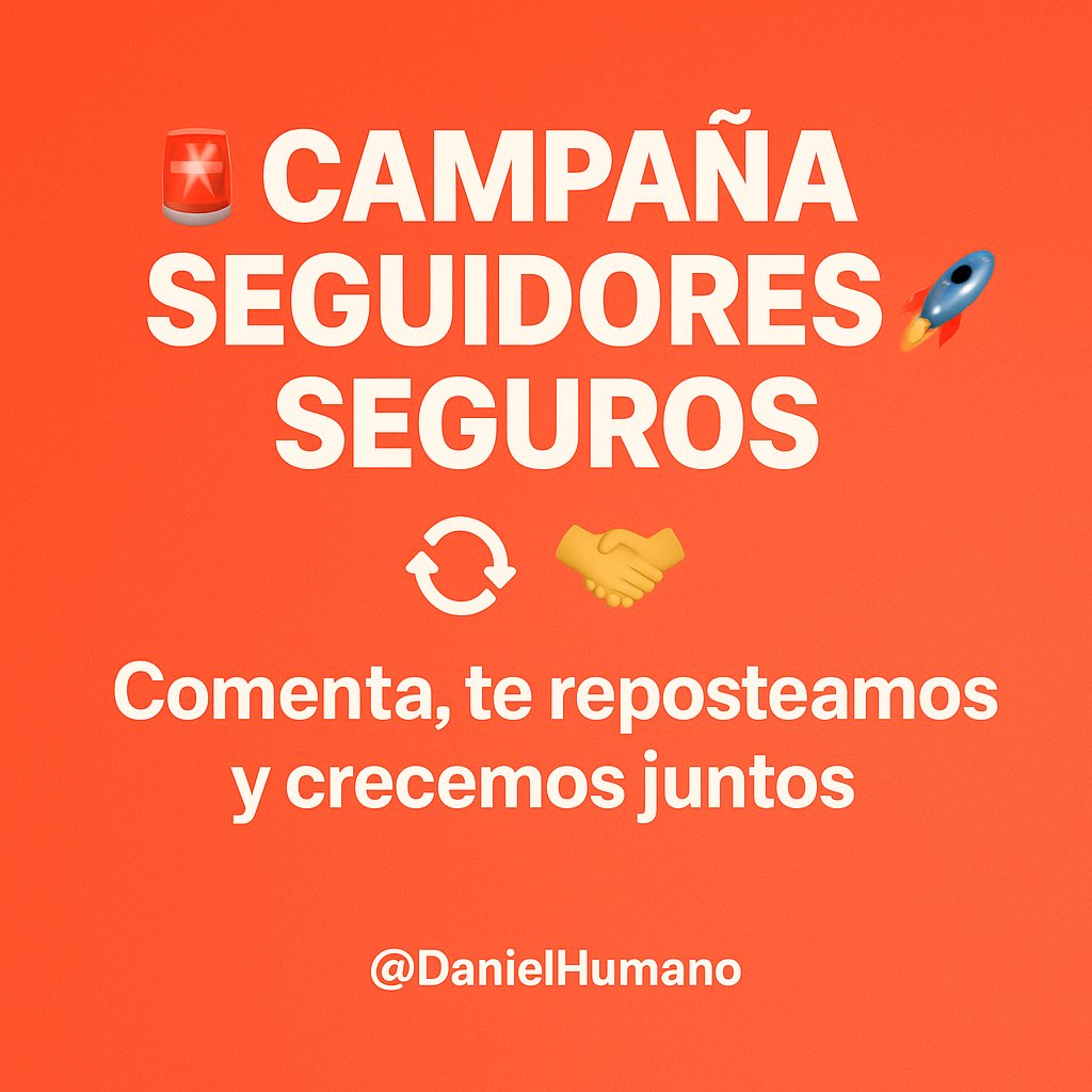 🚨 CAMPAÑA SEGUIDORES SEGUROS 🚨

💥 Nueva dinámica para crecer juntos 💥

👇 Así funciona:
1️⃣ Comenta esta publicación.
2️⃣ Yo reposteo tu comentario.
3️⃣ Entra a mi perfil y sigue a todas las cuentas que reposteo — ahí están los seguidores fijos.

📈 Entre todos levantamos la