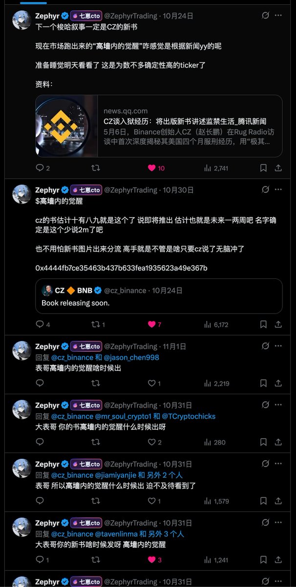 高墙内的觉醒我是cx最狠的了吧

底部我买了将近十个点

但是慢慢阴跌是真的拿不住

对市场判断正确不足为奇，能够同时判断正确又坚持不动的人很罕见，我发现这是最难学的一件事。

猫哥说的太对了 永远向成功的交易员学习

0x4444fb7ce35463b437b633fea1935623a49e367b