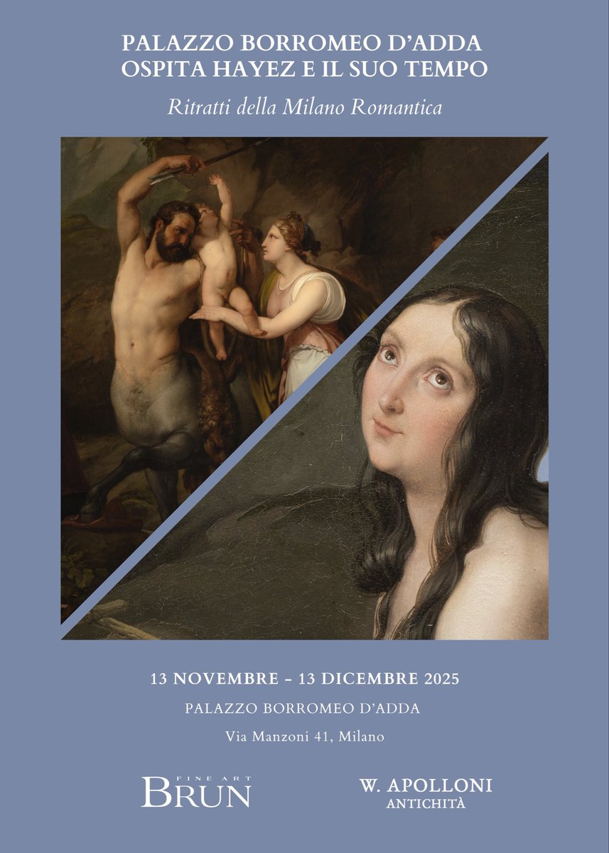 Brunfineart's tweet photo. Palazzo Borromeo d’Adda will host
“Hayez e il suo tempo - Ritratti della Milano Romantica”

Brun Fine Art and W. Apolloni are delighted to announce the opening of “Hayez e il suo tempo – Ritratti della Milano Romantica”
Palazzo Borromeo d’Adda
Via Manzoni 41 in Milan. https://t.co/DwJ6Jl9dNt