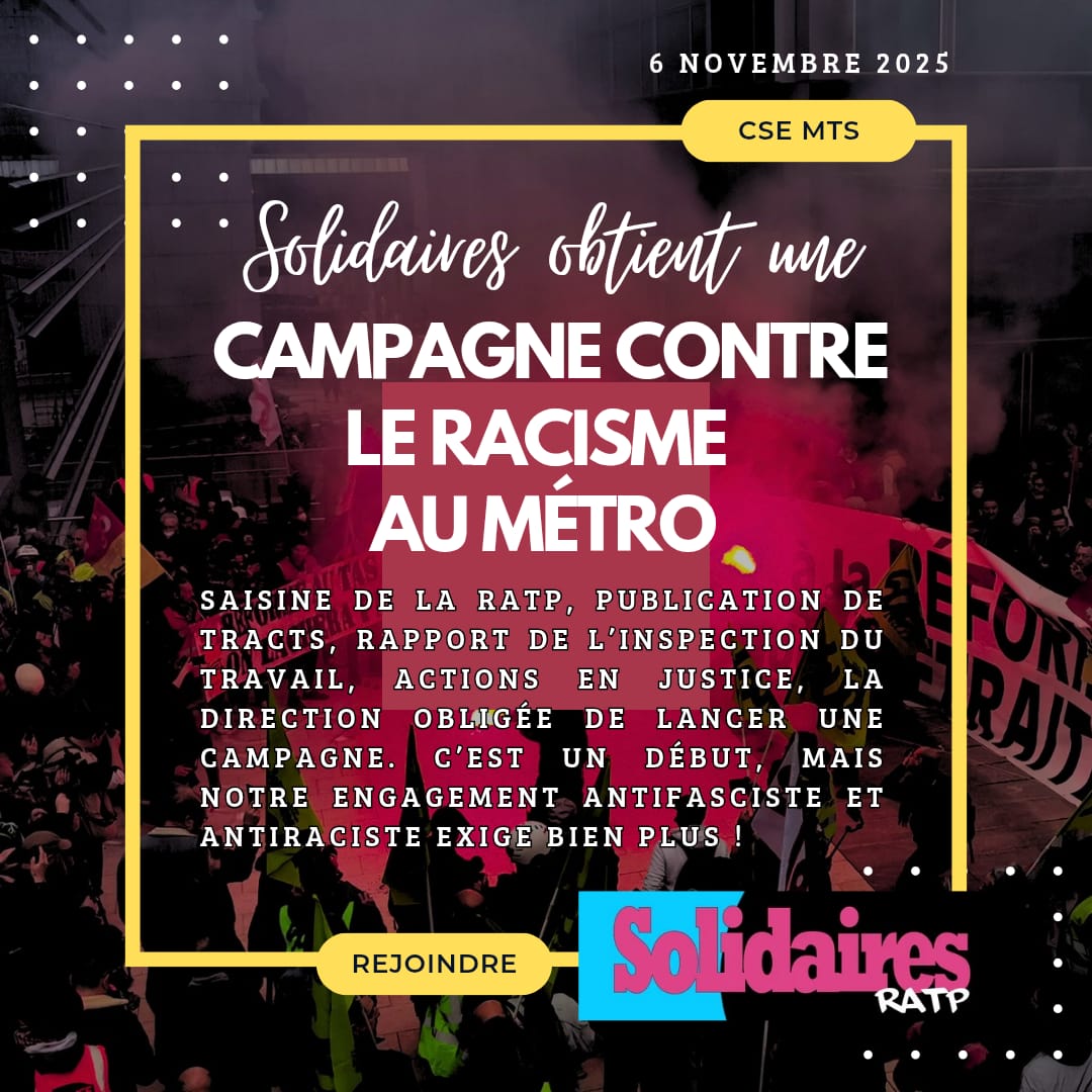 A force de dénoncer, rendre public les cas d’agressions, les rassemblements et actions judiciaires, la #RATP annonce une campagne contre le #Racisme au travail