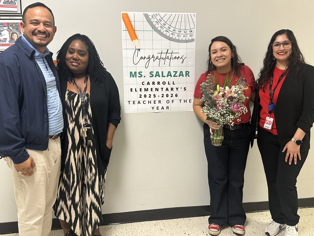 Congratulations to <a href="/jsalazar35/">Jacqueline Salazar</a> for being <a href="/CarrollES_AISD/">Carroll Elementary</a> 2025/2026 Teacher of the Year. Well deserved 🎊🎊