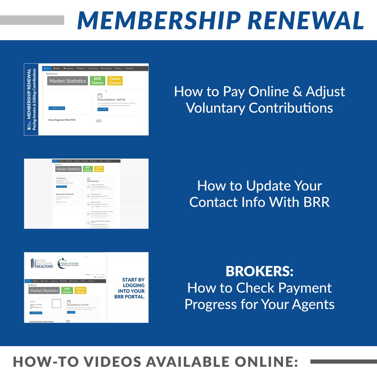 boirealtors's tweet image. Renewal made simple. Check out our quick videos that walk you through the process step-by-step — and keep your access to free classes, free events, and more.

Renewal is NEVER on auto-pay with BRR and is DUE by Nov 30.

#brrrenewal #howtoguide #brrbenefits #renewtoday