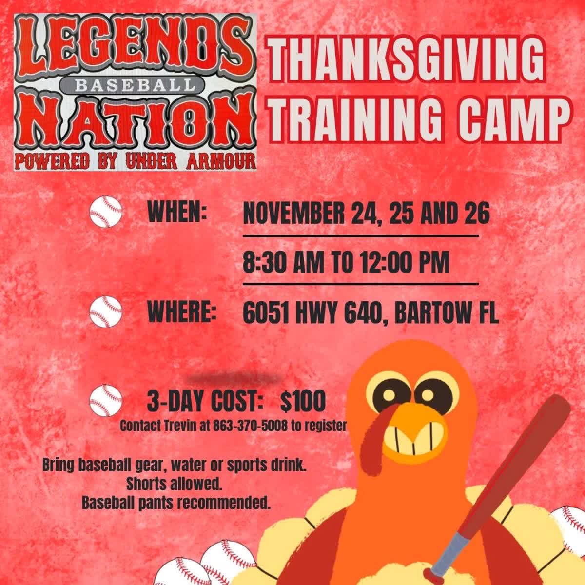 Legends Baseball Thanksgiving Camp ‼️

Please use the link below to register for the camp!

form.jotform.com/253106666125050