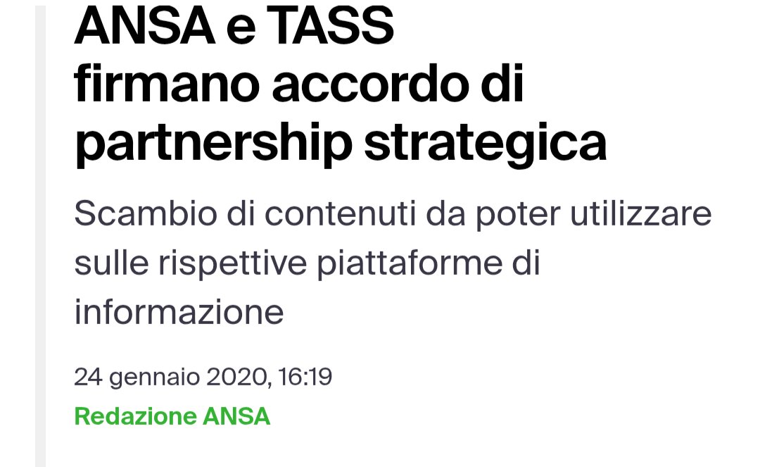 Quando Ansa fa titoli di questo tenore, riportando dichiarazioni del regime russo, ricordiamoci con chi Ansa ha fatto accordi strategici.