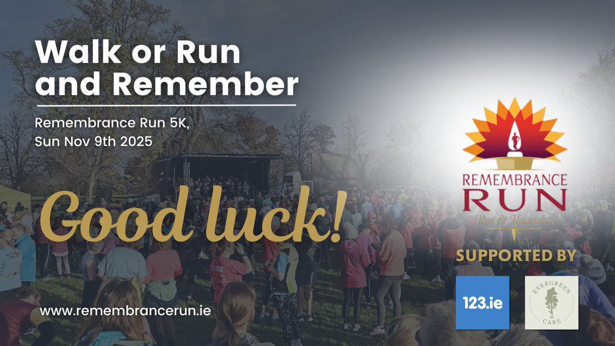 Best of luck to everyone participating in tomorrow's Remembrance Run 5k in the Phoenix Park🕯️

Start time 10am - be sure to arrive early⏰

See you all there!🧡

#RemembranceRun